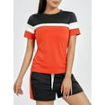 thumbnail image 6 of Musuos Women Workout Outfits Set Contrast Color Short Sleeve Tops and Running Shorts Yoga Activewear Summer Tracksuits, 6 of 10