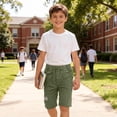 thumbnail image 4 of Frnrwgo Boys Cargo Shorts with Pockets Lightweight Elastic Waist Big Kids Youth Spring Summer Casual Sports Bottoms, 4 of 5