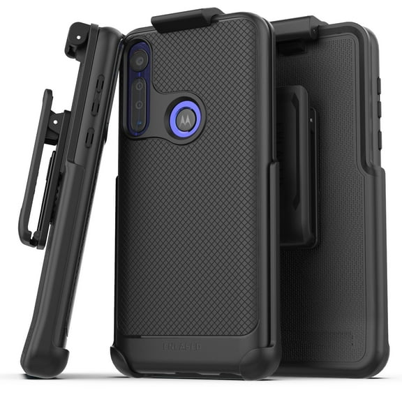 Encased Moto G Power Belt Clip Case (Thin Armor) Slim Grip Cover with Holster (Black)