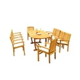 thumbnail image 4 of Grade-A Teak Dining Set: 10 Seater 11 Pc: 94" Mas Oval Trestle Leg Table And 10 Wave Stacking Arm Chairs Outdoor Patio WholesaleTeak #51WV2311, 4 of 6