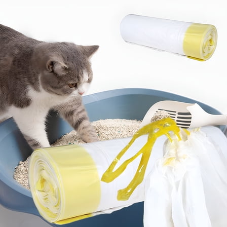 ACDANC 20Pcs Cat Waste Bags Self-cleaning Cat Litter Box Waste Bags Drawstring Pet Litter Bags Heavy Duty Cat Litter Trash Bags Refill Waste Bags for Automatic Cat Litter Box