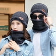 thumbnail image 6 of 2 Pcs/Set Winter Beanie Hat Scarf Warm Thick Knit Set for Men Women, 6 of 8