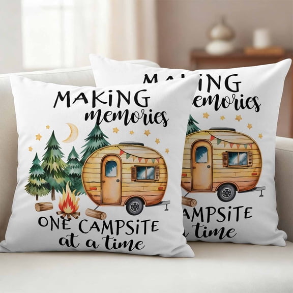 Pack of 2 Outdoor Pillow Covers,Waterproof Camping Throw Pillow Covers,Fall Summer Nature Forest Car Tree Moon Decorative Pillowcases Cushion Covers for Patio Couch Pillow Sham Protector 16x16 Inch