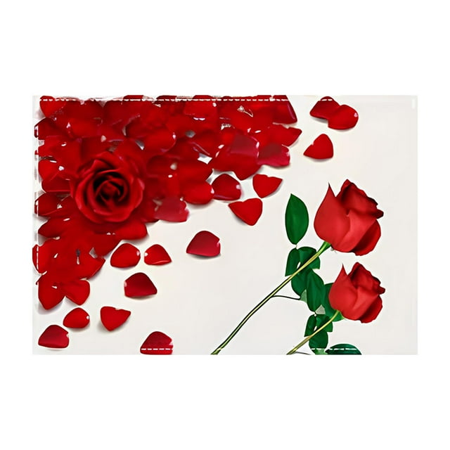 Valentine's Day Placemats 2025 Red Lettering Flower Print Thermal Table Mats 10 in x 12 in