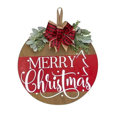 

Chamoist Christmas Hanging Decorations Merry Christmas Wreath Front Door Hanging Sign Christmas Decor Rustic Wooden Christmas Ornament For Vacation Home Porch Window Wall Indoor Outdoor
