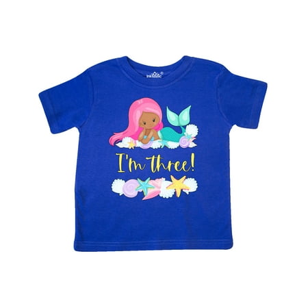

Inktastic I m 3 Mermaid with Pink Hair and Shells Gift Toddler Boy or Toddler Girl T-Shirt