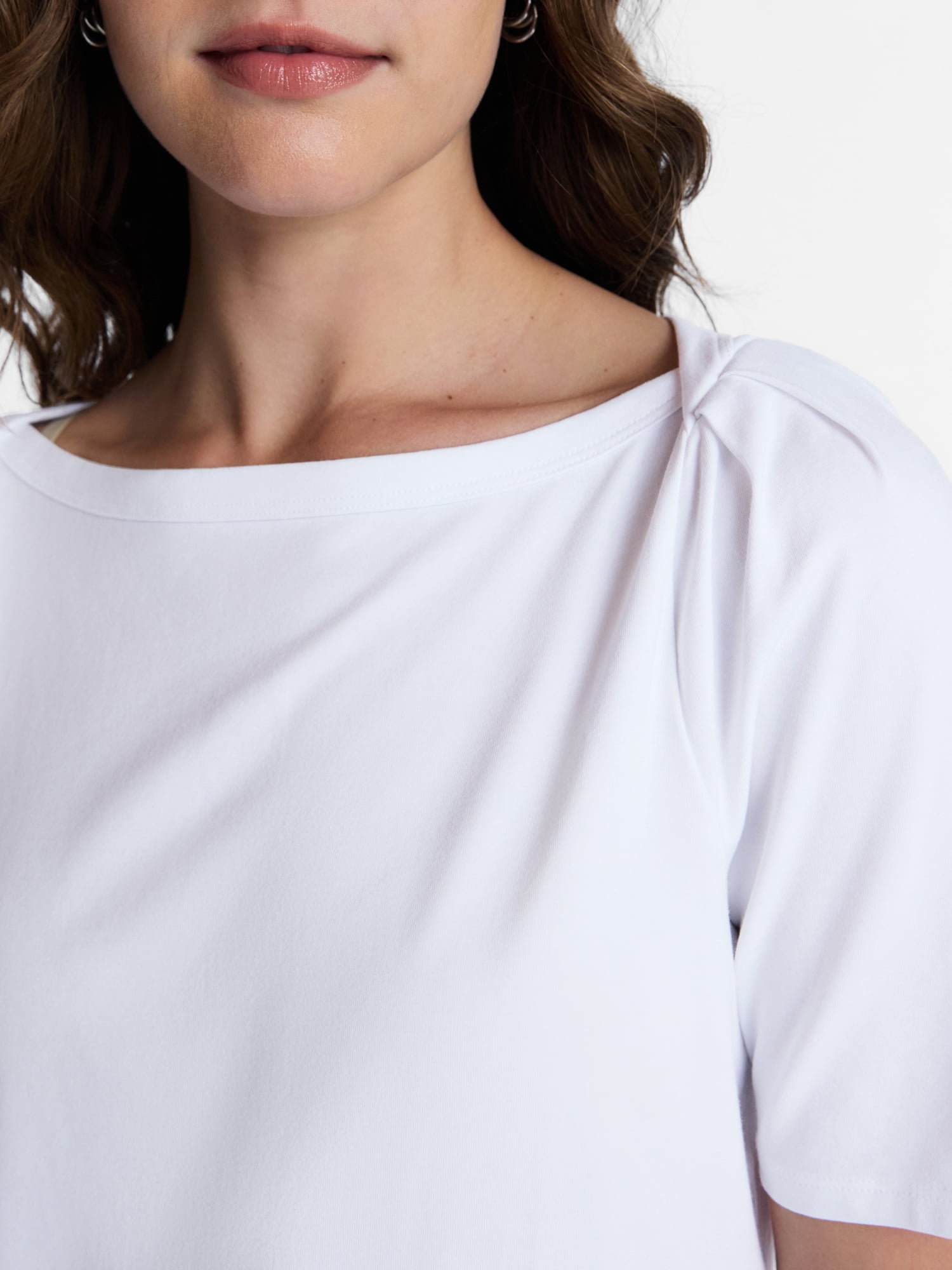 Time and Tru Women's Envelope Tee with Short Sleeves, Sizes XS-XXXL