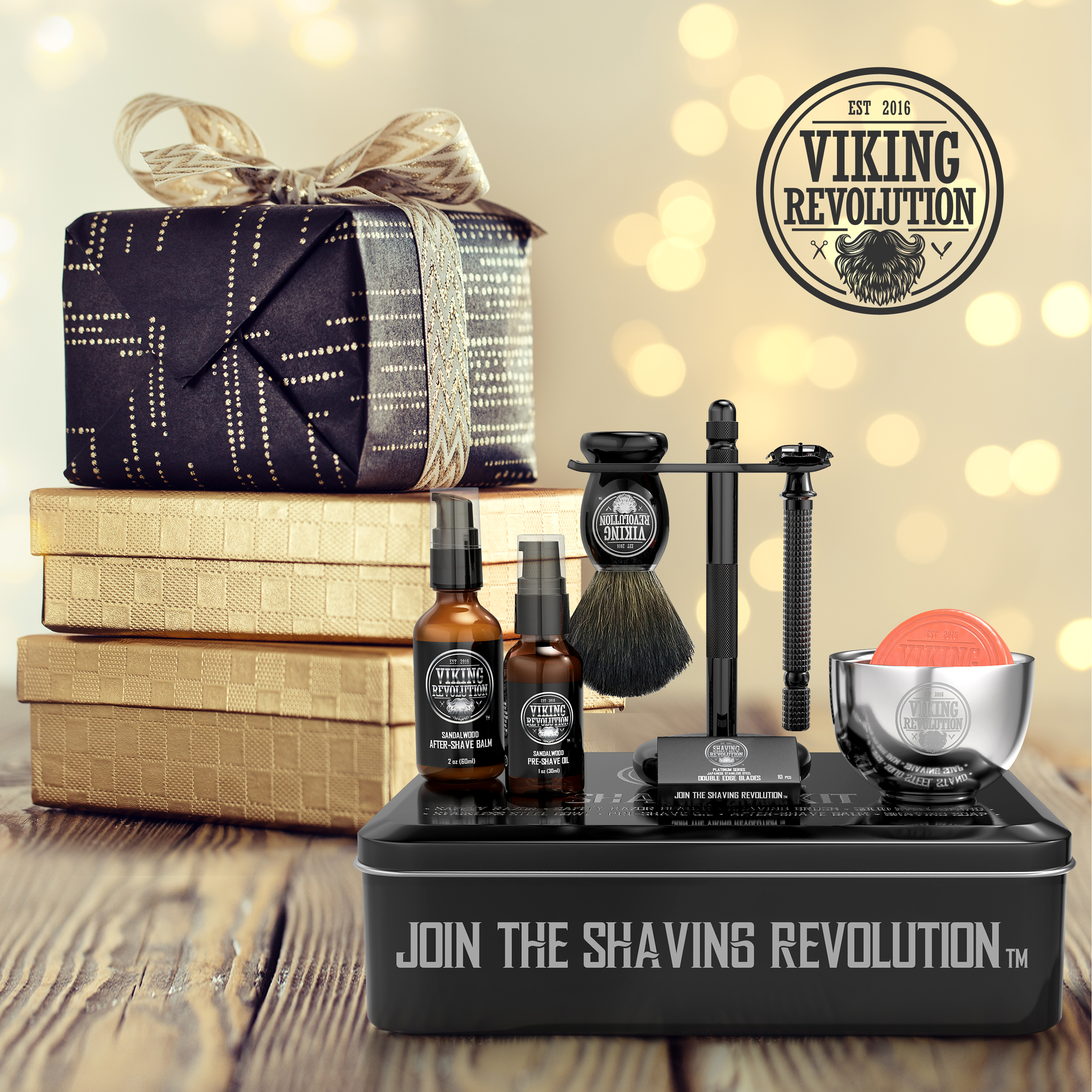 Viking Revolution - Shaving Kit For Men - Shaving Kit with Double Edge Razor, Stand, Bowl & More - Luxury Christmas Gifts For Men - image 2 of 10