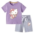 thumbnail image 4 of Conjunto de camiseta de manga corta para niños de Hello Kitty, ropa de algodón para bebés, pantalones cortos de media manga para niños y niñas, traje de dos piezas, 4 of 5