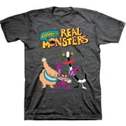 Mens Nickelodeon AAAHH REAL MONSTERS Shirt - Retro Nick Real Monsters tee - Classic Nick Graphic T-Shirt (Charcoal Heather, Small)