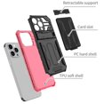 thumbnail image 2 of Feishell for iPhone 12 Pro Max Wallet Case with Credit Card Holder Stand Kickstand Rugged Hard PC + Soft TPU Shockproof Heavy Duty Defender Armor [Military Grade Protection] Grip Phone Case, Pink, 2 of 9
