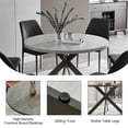 thumbnail image 3 of Zerifevni 46.4" Round Dining Table Set, Mid Century Modern Round Dining Table for 4-6 Person, w/Steel Legs, Coffee Table for Kitchen Dining Room, Office, Save Space (1 Round Table with 4 Black Chairs), 3 of 3