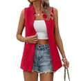 thumbnail image 1 of UKAP Women Blazer Vest Solid Color Cardigan Jacket Open Front Waistcoat Fashion Business Outwear Red L, 1 of 4
