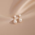 thumbnail image 4 of SmartBy 1 Pair Women Stud Earrings White Faux Pearl Dangling Drop Earrings Baroque Style Daughter Bridesmaid Dangle Earrings, 4 of 6