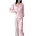 thumbnail image 2 of Fewfanhot Women's Premium Winter Sleepwear Set - Flannel Long Sleeve Pajama Ensemble with Coordinated Top and Bottom for Seasonal Comfort, 2 of 4