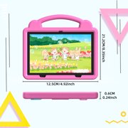 PUTECCH 10 inch Kid Tablet, Android 14, Quad Core CPU 5GWifi+Wifi6, 6GB RAM+64GB ROM, 6000mAh, Tablet Case, Pink