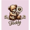 thumbnail image 2 of Teddy Bear With Daisy Women's Pink Crew Neck Short Sleeve Crop Tee-Medium, 2 of 5