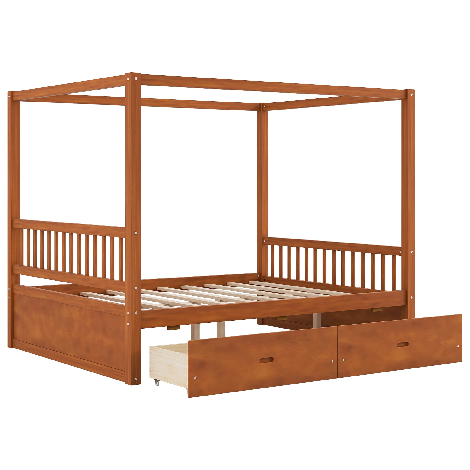 Queen Size Canopy Bed with 2 Storage Drawers