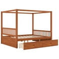 thumbnail image 4 of MODERNLUXE Wood Queen Size Canopy Bed with 2 Drawers, Walnut, 4 of 10