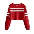 thumbnail image 3 of Darzheoy Womens Tops Round Neck Long Sleeve Stripped Solid Color Fall Winter Pullover Sweatshirts Cropped Comfortable Trendy Hoodless Versatile Blouses, 3 of 3