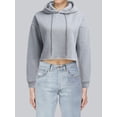thumbnail image 7 of Weardear Womens Drawstring Cropped Hoodie Long Sleeve Short Sweatshirt Hooded Crop Jacket Top Black,XXL, 7 of 7