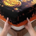 thumbnail image 3 of Twin Sze Fitted Sheet Set - Halloween 2 Piece Bedding Sets 16" Deep Pocket Fitted Sheet with 1 Pillowcase, Horror Black Cat Pumpkin Moon Night Black Red Brushed Microfiber Hotel Luxury Bed Sheets, 3 of 9