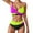 Green, variant on Busydd Swimsuit for Women 2 Piece High Waisted Bikini Set Trendy V Neck Pleated Bathing Suit Colorblock Swim Suits with Briefs