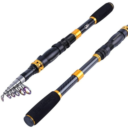 Telescopic Fishing Rod - 24 Ton Carbon Fiber Ultralight Fishing Pole with CNC Reel Seat, Portable Retractable Handle, Stainless Steel Guides for Bass Salmon Trout