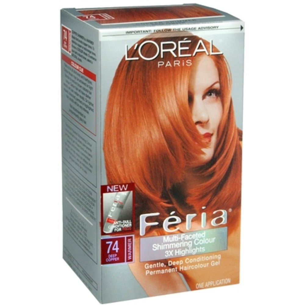 L'Oreal Feria Permanent Haircolor Gel 74 Copper Shimmer (Deep Copper