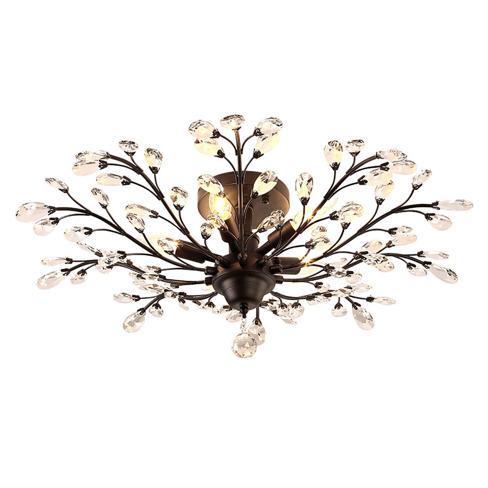 Miumaeov Vintage Crystal Branches Chandeliers 5 Lights Flower Shape Pendant Lamp Ceiling Lighting Fixture for Entryway Living Room Dining Room