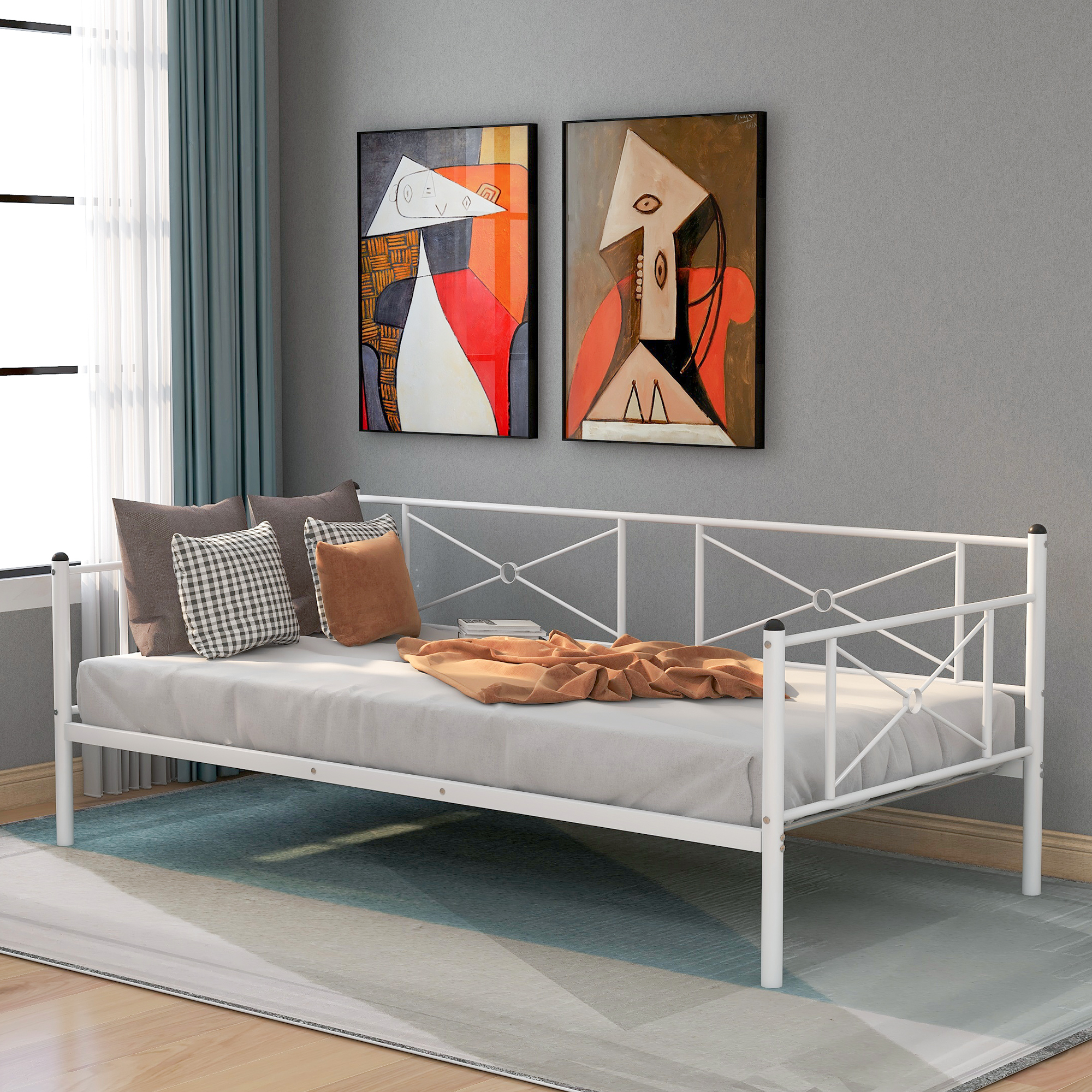 Euroco Metal Daybed Frame With Steel Slats, Twin