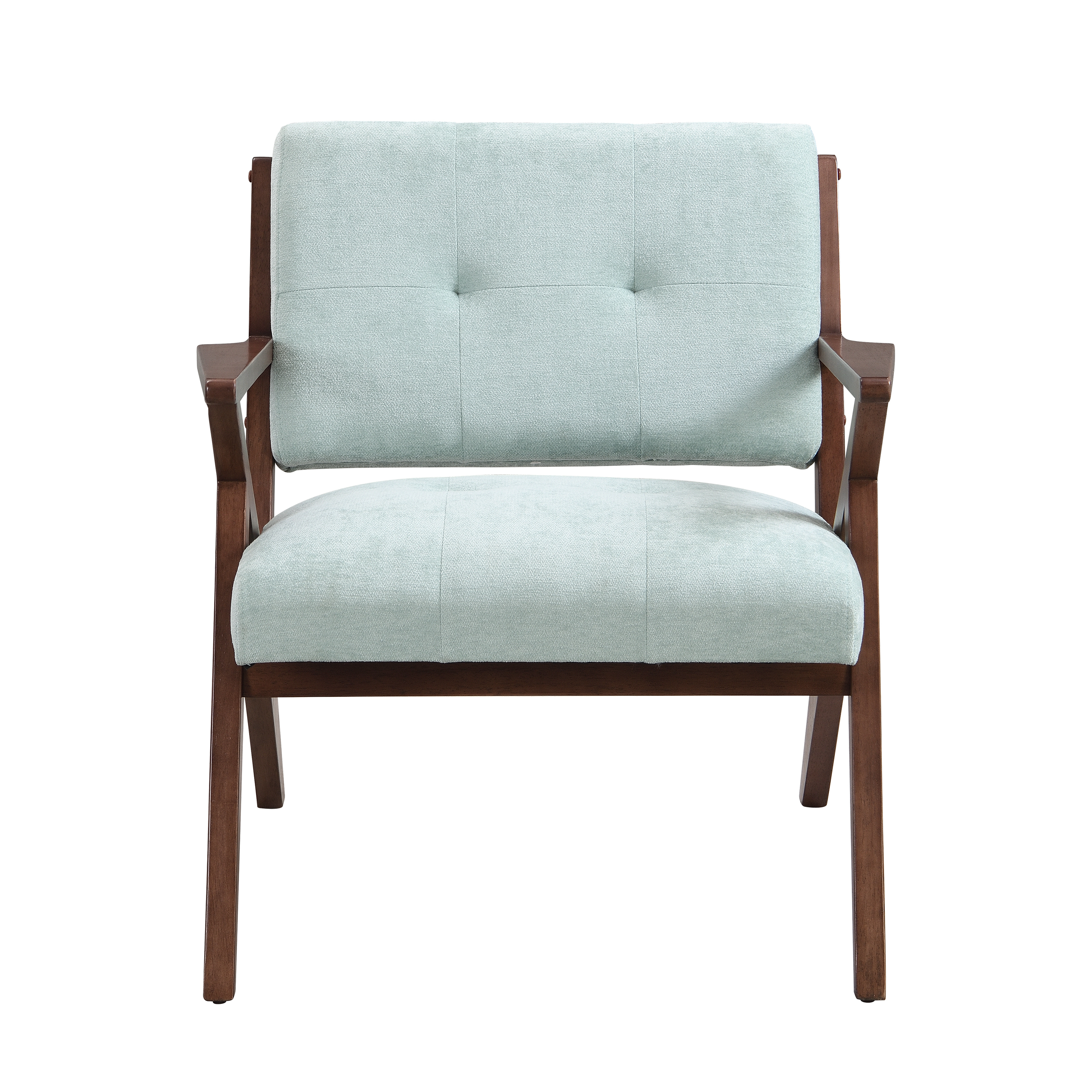 EUROCO 26.8"W Mid-Century Modern Accent Chair,Lounge Arm Chair with Plush Cushions,Angled Arm Design,and Sturdy Solid Wood Frame,Reading Armchair for Living Room, Bedroom or Office,Green