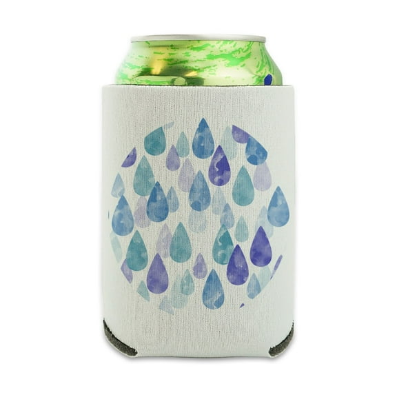 Watercolor Raindrops Pattern Can Cooler - Drink Sleeve Hugger Collapsible Insulator - Beverage Insulated Holder