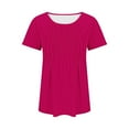 thumbnail image 4 of Pincandy Womens T Shirts Short Sleeve Pleated Dressy Casual Scooped Neck Summer Tops Blouses, 4 of 7