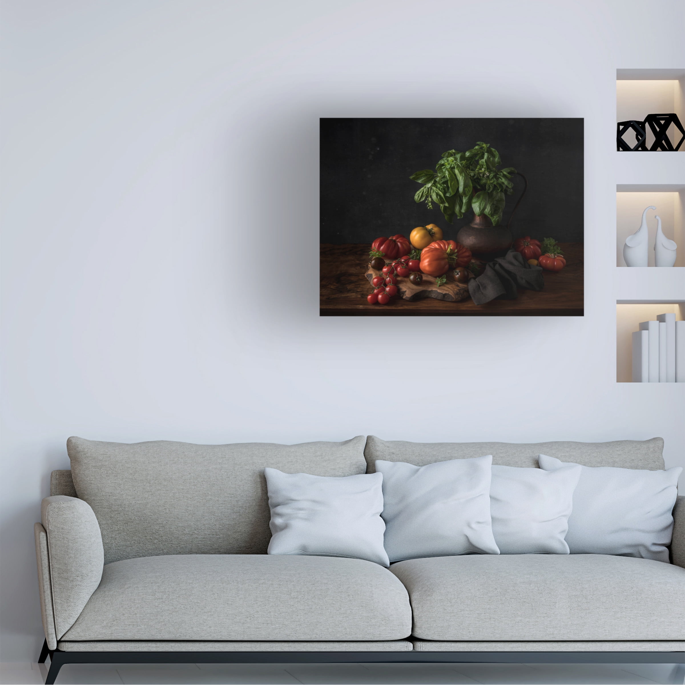 Diana Popescu 'Still Life With Tomatoes And Basil' Canvas Art
