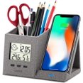 thumbnail image 1 of Lecone 10W Chargeur Sans Fil Bureau Organisateur Porte-Crayon Horloge Numérique, Compatible avec Téléphone 12 Pro Mini 11 X X XS, 1 of 5