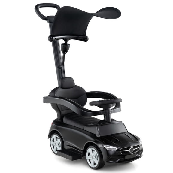 Redsmile Kids Push Ride On Car for Toddlers 18-36 Months, 3-in-1 Sliding Car Ride On Toy with Removable Parent Push Handle, Sun Canopy and Steering Wheel Sounds, Holds 55 lbs, Black
