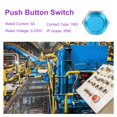thumbnail image 3 of 1 Pcs 19mm Push Button Switch, IP66 1NO 0-250V 5A Momentary Latching Push Button Starter Light on Off Switch Self-reset, Aluminum Alloy Flat Head Blue, 3 of 7