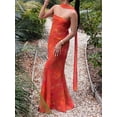 thumbnail image 6 of Burgundy Floral Strapless High-Neck Maxi Dress With Flowy Scarf Detail, 6 of 28