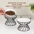 thumbnail image 4 of Raised Ceramic Cat Food Bowl - Elevated Cat Dish with Anti Slip Metal Stand - Wide Shallow Cat Bowl Whisker Friendly - Small Cat Plate - Cute Cat Feeding Bowls - Microwave and Dishwasher Safe - 8 oz, 4 of 7