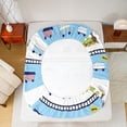 thumbnail image 5 of Homewish Preppy Child Colorful Railway Train Twin Sheet Sets 3pcs,Cartoon Steam Engine Twin Fitted Sheet Microfiber,Kawaii Railroad Car Breathable Flat Sheet,Breathable Home Decor, 5 of 7