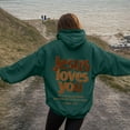 thumbnail image 6 of idosla Hoodies for Women Trendy Jesus Loves You Hoodie Oversized Long Sleeve Christian Sweatshirts Outfit (Dark Green, M), 6 of 6