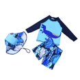 thumbnail image 1 of Baby Toddler Boys Two Pieces Swimsuit Set Long Sleeve Bathing Suit Rash Guards Swimwear with Hat, 1 of 4