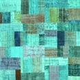 thumbnail image 1 of Ahgly Company Machine Washable Indoor Square Patchwork Turquoise Blue Transitional Area Rugs, 3' Square, 1 of 4