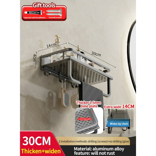 Estante de baño, estante de baño, espacio para inodoro, estante colgante de aluminio, organizador de baño para colgar en la pared