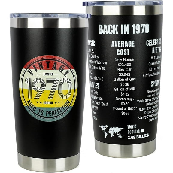 55th Birthday Gifts for Women Men - 1970 55th Birthday Decorations Gifts Ideas for Her Him - 55 Year Old Birthday Gift for Men Women Turning 55 Gift Ideas - 20oz Stainless Steel Tumbler