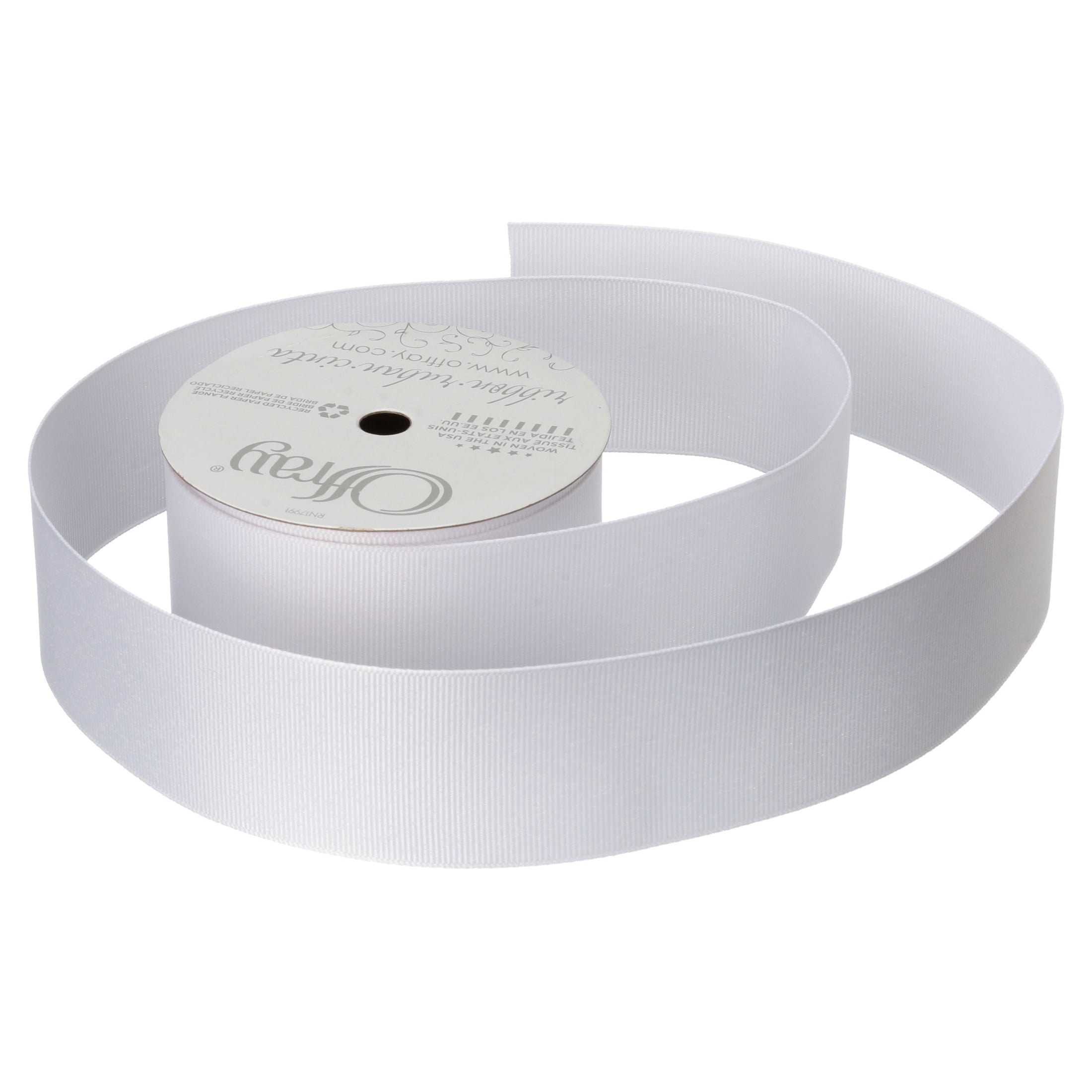 Offray Ribbon, White 1 1/2 inch Cutout Satin Ribbon for Sewing, Crafts, and  Wedding, 9 feet, 1 Each 