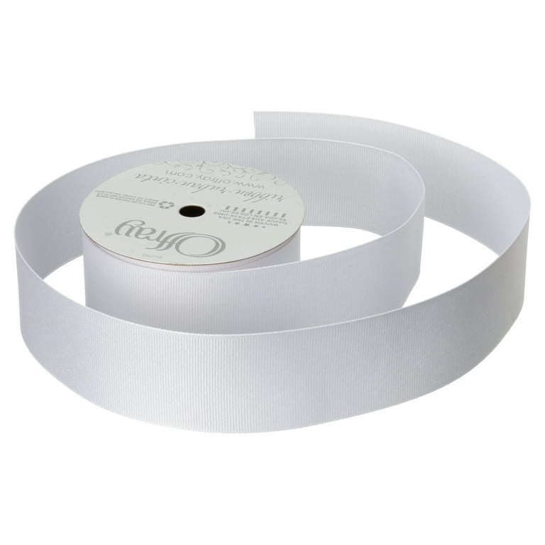 Offray Ribbon, White 1 1/2 inch Grosgrain Polyester Ribbon, 12