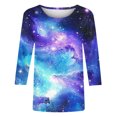 thumbnail image 6 of JTZGDY Womens 3/4 Sleeve Tops Dressy Casual Plus Size Teen Girls Cute Tie Dye Starry Sky Oversized Tunic Blouse Crewneck Basic Graphic T-Shirts Fashion 2025 Outfit Clothes Multicolor#09 L, 6 of 6