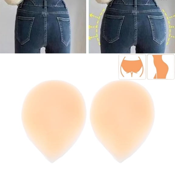 1 Pair Adhesive Silicone Butt Pads,Silicone Hip Enhancement Pads for Women,Reusable Butt Lift Enhancer Pads,Sticky Buttocks Enhancer,Beige